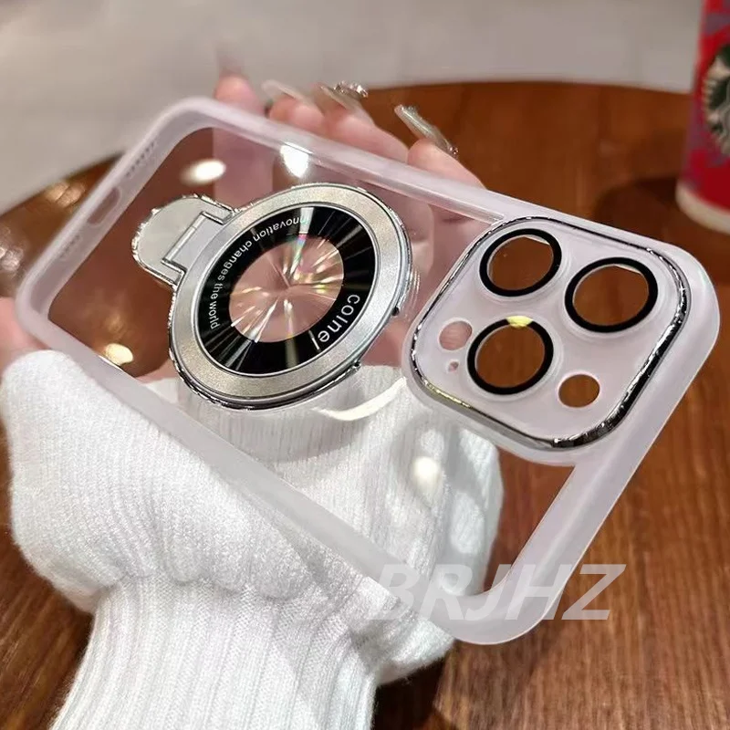 Luxury Magnetic Bracket Case with Stand Holder and Clear Soft Cover