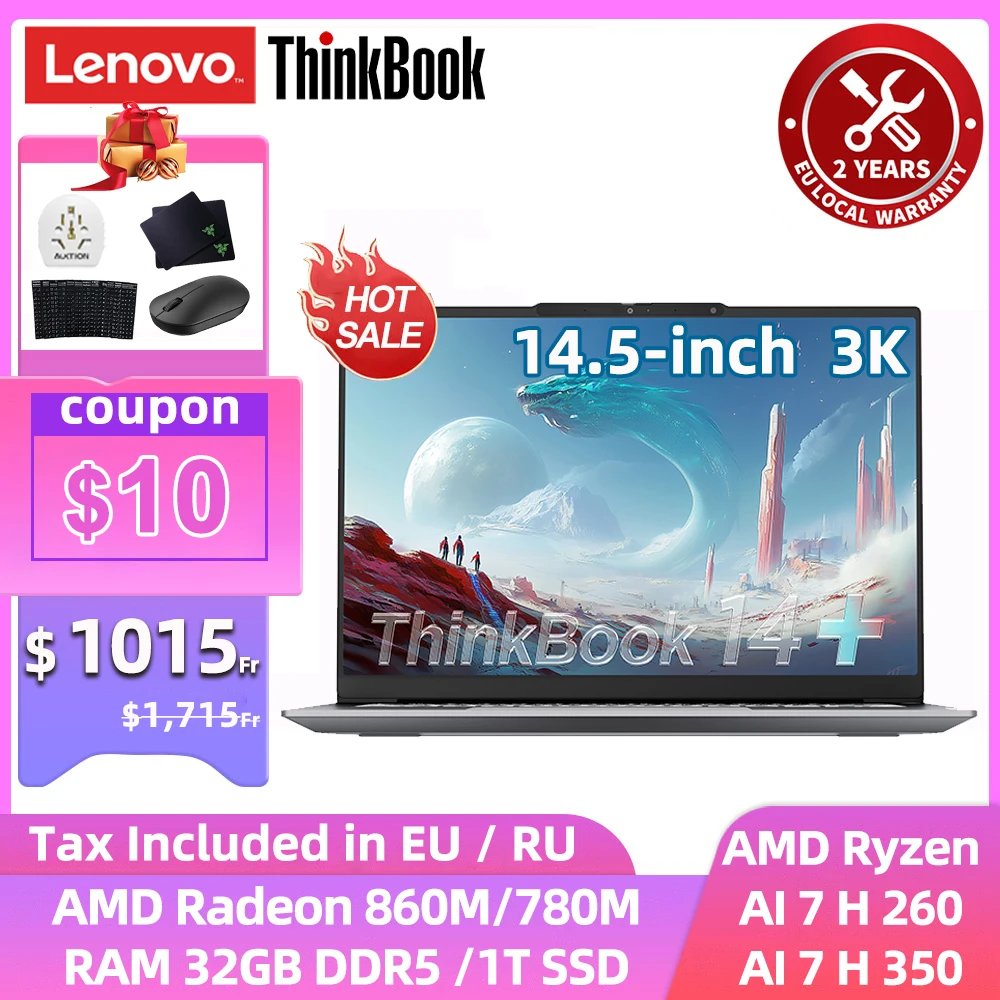 Lenovo ThinkBook 14+ Laptop 2025 Ryzen AI 7 H 350 Radeon 860M/780M