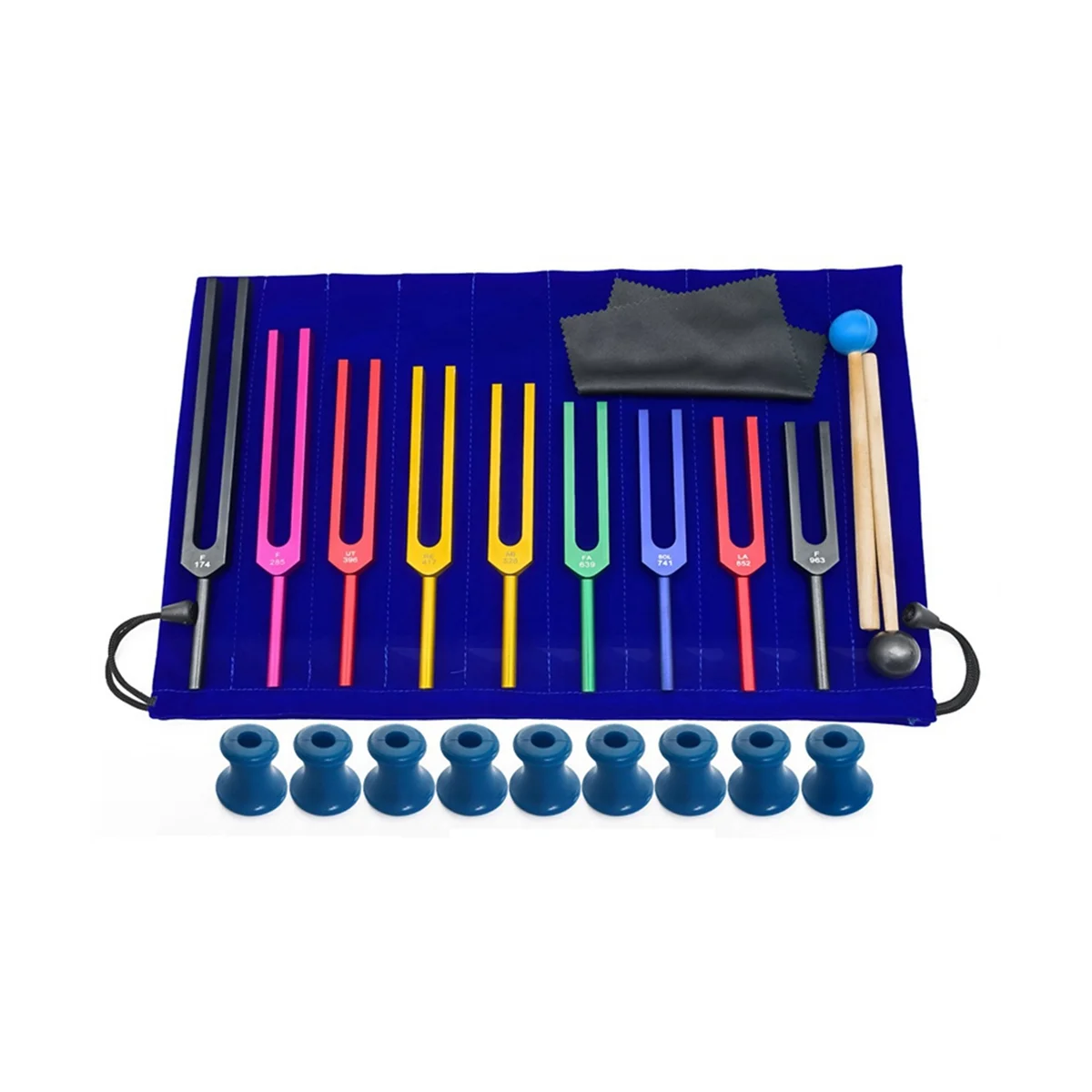 

9 Pieces of Colorful Solfeggio Aluminum Alloy Tuning Forks, Tuning Forks for Therapy, Voice Therapy Blue