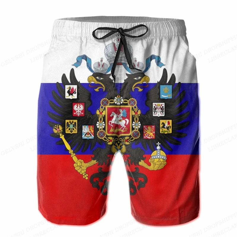Russia Eagle Emblem Graphic Beach Shorts Men 3D Russian Flag Bear Printed Board Shorts Swimsuit homme 2024 Summer Swim Trunks 6