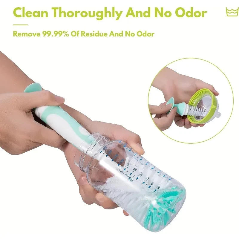 Bottle Cleaning Brush Set 2-in-1 Nylon Bottle & Cup Cleaning Brush Suction Cup Feeding Type