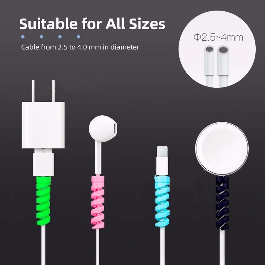 Silicone Spiral Cable Protector  Cable Winder - 10pcs Silicone Spiral Cable  - Aliexpress