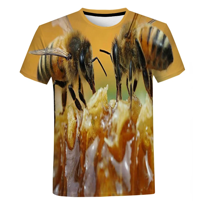 

Summer New Men's and Women's T-shirt Short Sleeve Bee 3D Printed Fun Casual Top Fashion Street O Neck Oversized T-shirt