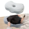 ear Piercing Pillow Breathable Neck Head Support Zipper Hollow Design ear cusion for Camping Traveling Desk Rest Napping 4