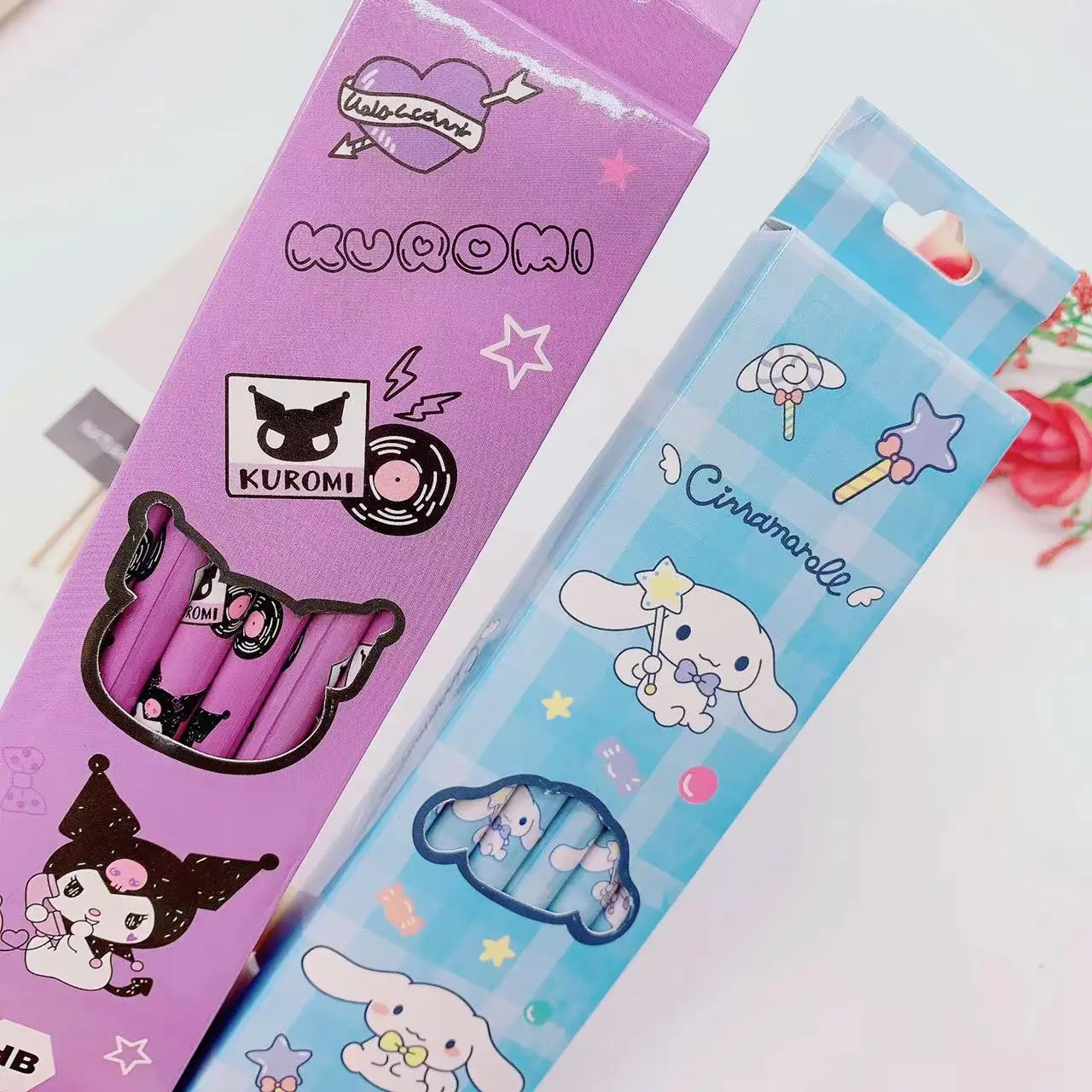 Writing stationery eraser pencil drawing pencils 48pcs Sanrio wooden pencil Kawaii Melody Kuromi Cinnamoroll pencil kids painting writing school supplies stationery