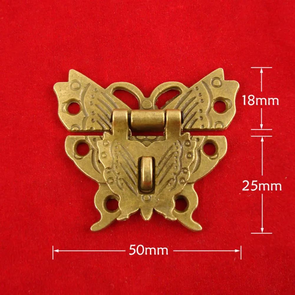 Description Picture 2 of itemRetro Alloy Butterfly Latch Catch Wooden Jewelry Box Case Hasp Lock