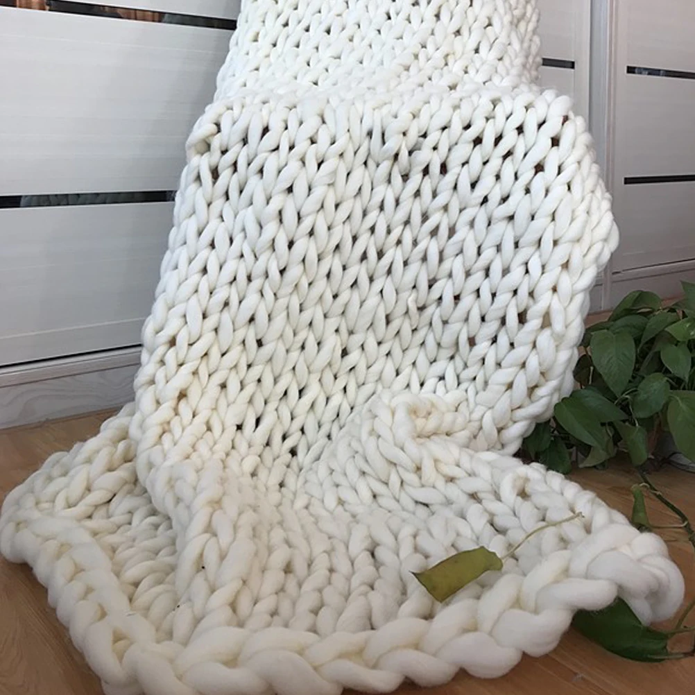 Sofa Blanket Cozy Chunky Knitted Blanket Handmade Yarn Pet Bed Chair sofa blanket baby air conditioning blanket  Home Decor 5