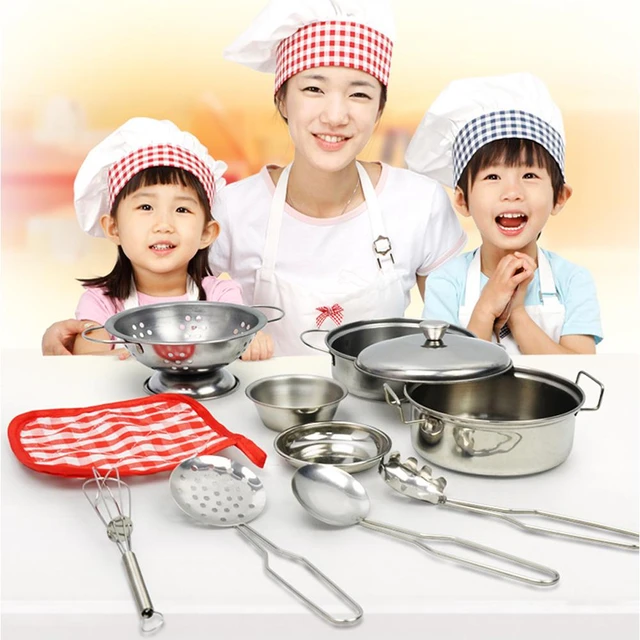 Stainless Steel Funny Kids Simulation Kitchen Toys Cooking Cookware  Children Kitchen Tableware Pretend Role Play Toy for Kids - AliExpress