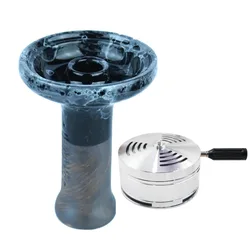Ceramic Hookah Bowl with Heat Management System and Accessories (Black with holder)