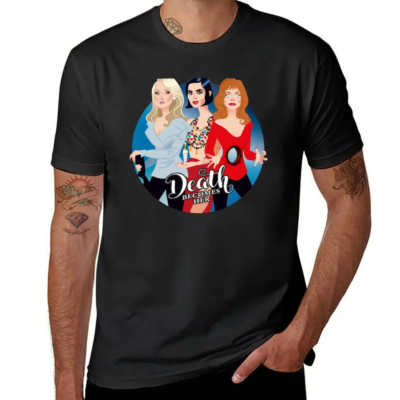 

New Death becomes her T-Shirt korean fashion Aesthetic clothing t shirts for men cotton