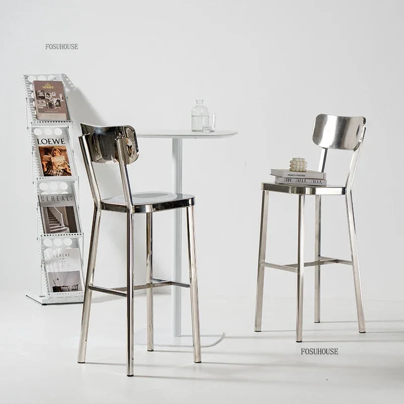 Nordic Stainless Steel Bar Stools Home High Kitchen Stools Minimalist Designer Creative Bar Chairs for Cafe High Dining Chair