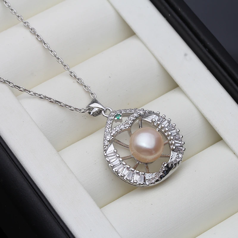 Silver Necklace Real 925 Silver Pendant With Pearl Women Natural Freshwater Pearl Necklace