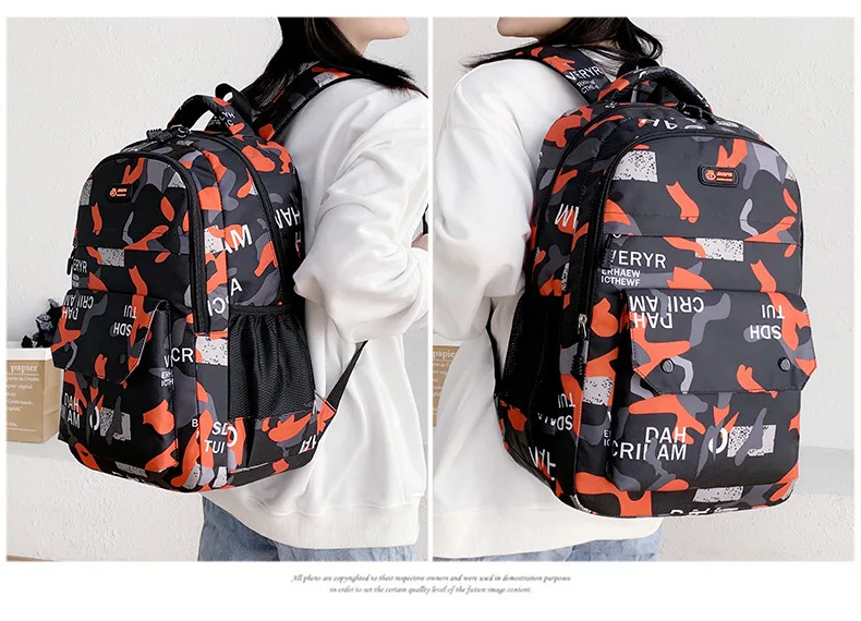 Große Kapazität Mittlere Und Oberschule Student Rucksack Trend Casual Reise Rucksack frauen Blumen Druck Doppel Schulter Taschen – Detail 12