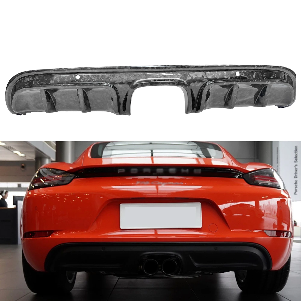 

Кованый задний диффузор из углеродного волокна для Porsche 718 Boxster Cayman, сплиттер заднего бампера, диффузор для губ, крышка, комплект отделки корпуса