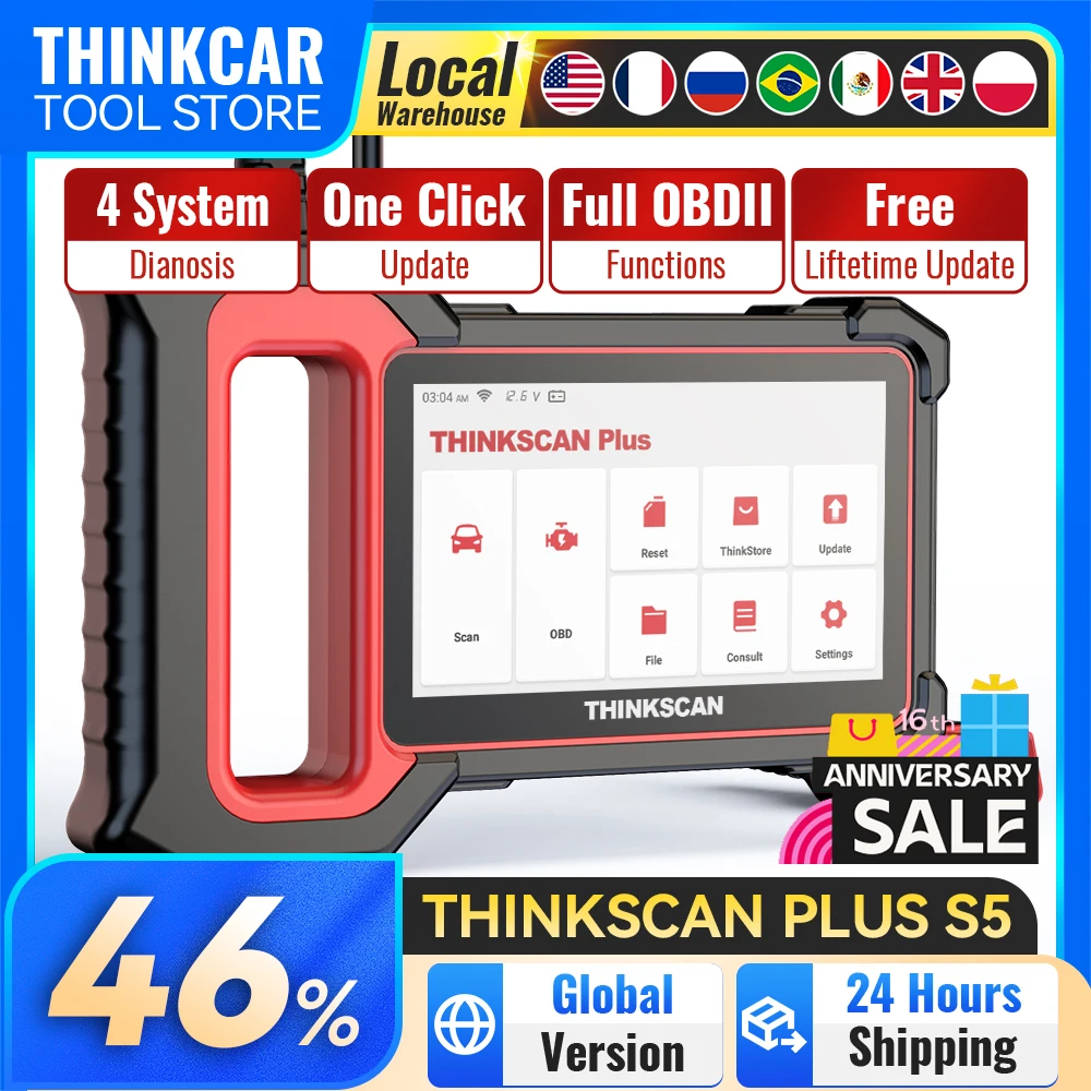 Thinkscan Plus-Outils de diagnostic automobile Thinkcar, lecteur de code de voiture, EAU OBD2, S7, Dock, S5, S4, 10,000 +, mise à jour gratuite à vie