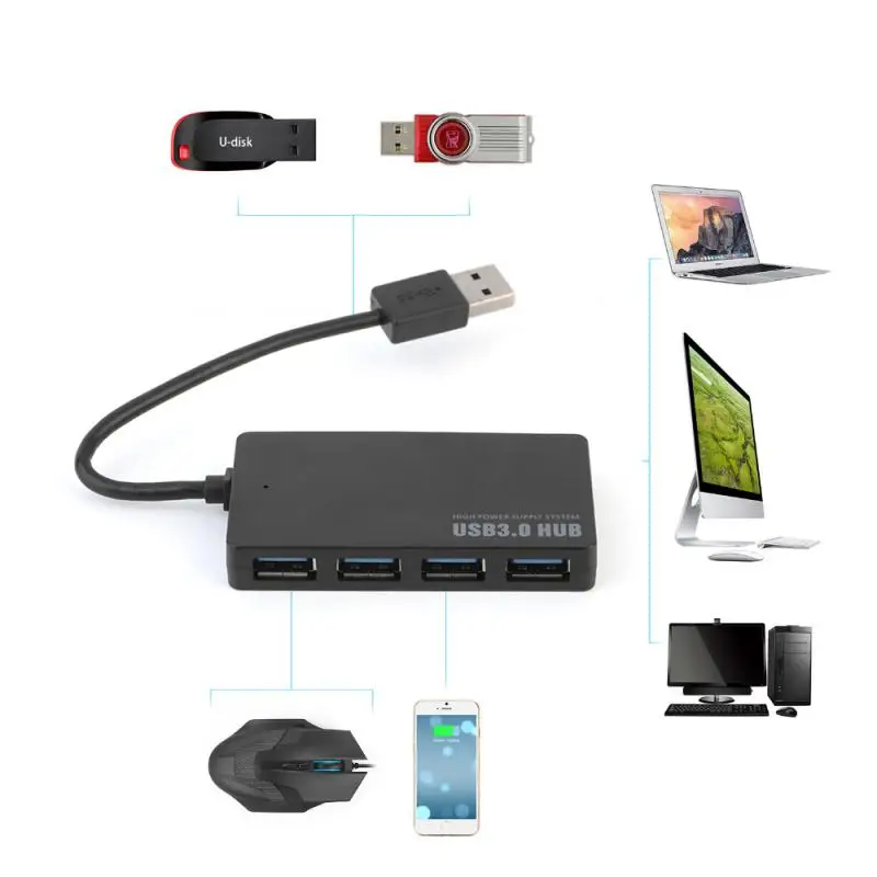 

High Speed USB 3.0 HUB Multi USB Splitter 4 Ports Expander Multiple USB Expander Computer Accessories for Laptop PC