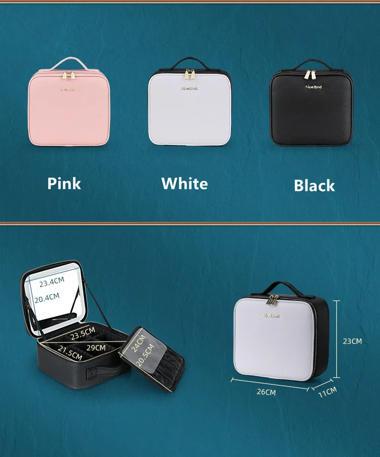 Smart LED Cosmetic Case with Mirror