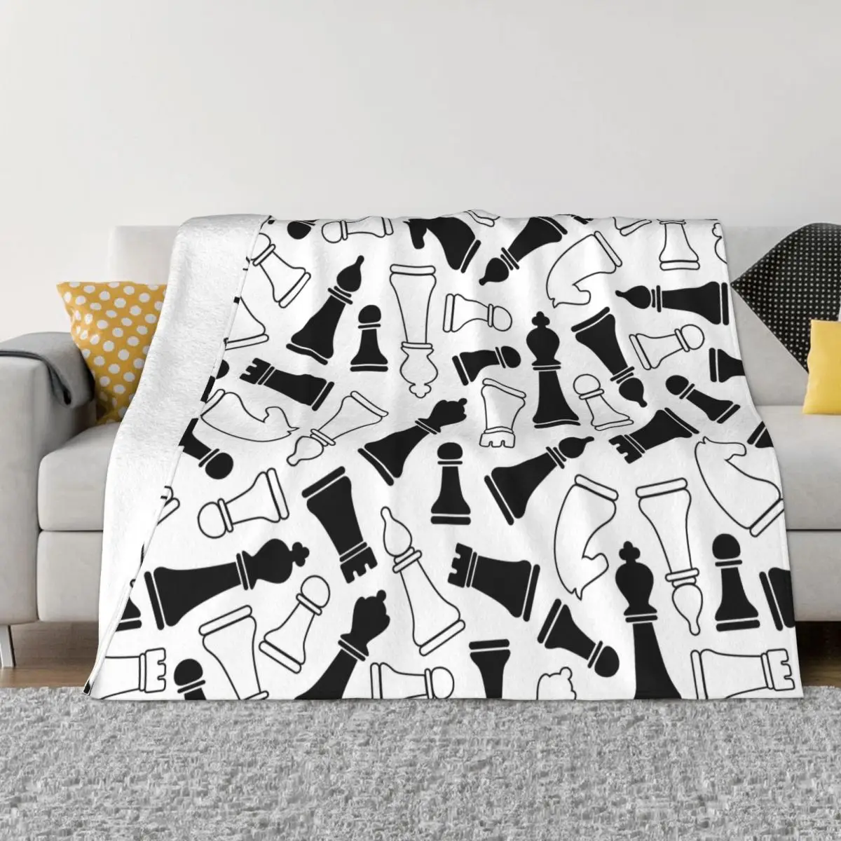 

Chess Blankets Coral Fleece Plush Winter Black And White Portable Super Warm Throw Blankets for Sofa Travel Bedspreads