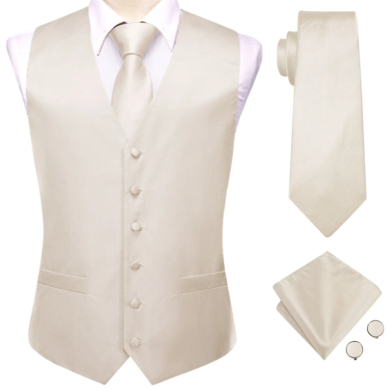 Elegant Sage Green Men's Floral Suit Vest Set – 4-Piece Ensemble with Woven Blue Accents
