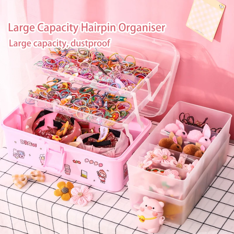 Large-capacity Children's Hair Accessories Storage Box Girls Rubber Band  Hairpin Baby Jewelry Storage with Mirror Jewelry Box - AliExpress