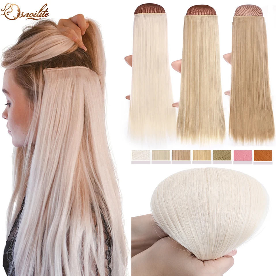 S-noilite Synthetic 26inch Light Blonde Clip In Hair Extension Long Straight Natural Ombre Blonde Hairpiece For Women gaka judge lawyer balaclava wig light blonde braid hair curly wigs synthetic cosplay wigs for women or men