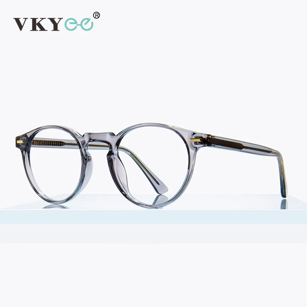 VICKY Round Blue Light Reading Glasses Women Eye Glasses Frame for Women Retro Plastic Titanium Anti-Blue Light Computer Eyewear