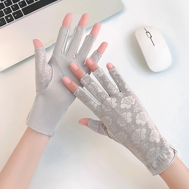 Women Sunblock Fingerless Gloves Non-slip Summer Gloves Uv Protection  Driving Gloves Breathable Elastic Driving Sleeves - AliExpress
