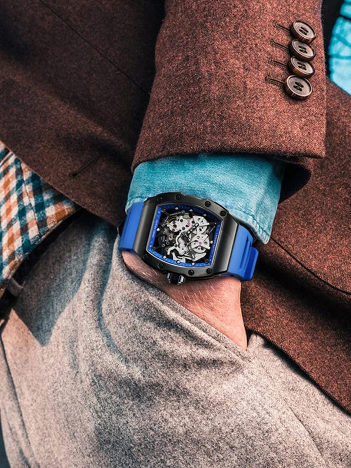 メンズクラフトウォッチ,スケルトン,自動巻きムーブメント,快適な