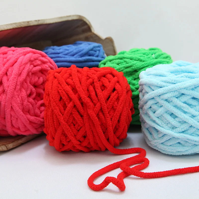 

100g/Ball Chenille Chunky Yarn for Hand Knitting Soft Crochet Yarn Milk Cotton Polyester Blended DIY Crochet Scarf Thread Hat