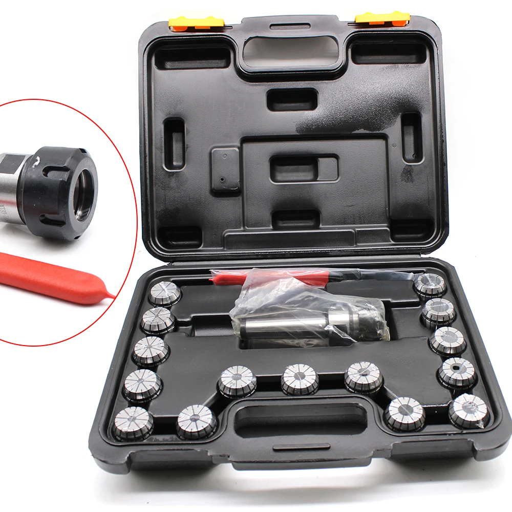 PreAsion MT2 Shank ER32 Collet Chuck Set With 11 Collets (1/8"-3/4") - For Milling, CNC, Lathe