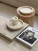 Light Luxury Marble Material Round Tray French Retro Style Perfume Storage Living Room Decoration Jewelry Display Tray 22x22x3cm 1