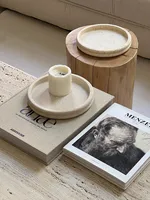 Light Luxury Marble Material Round Tray French Retro Style Perfume Storage Living Room Decoration Jewelry Display Tray 22x22x3cm 1