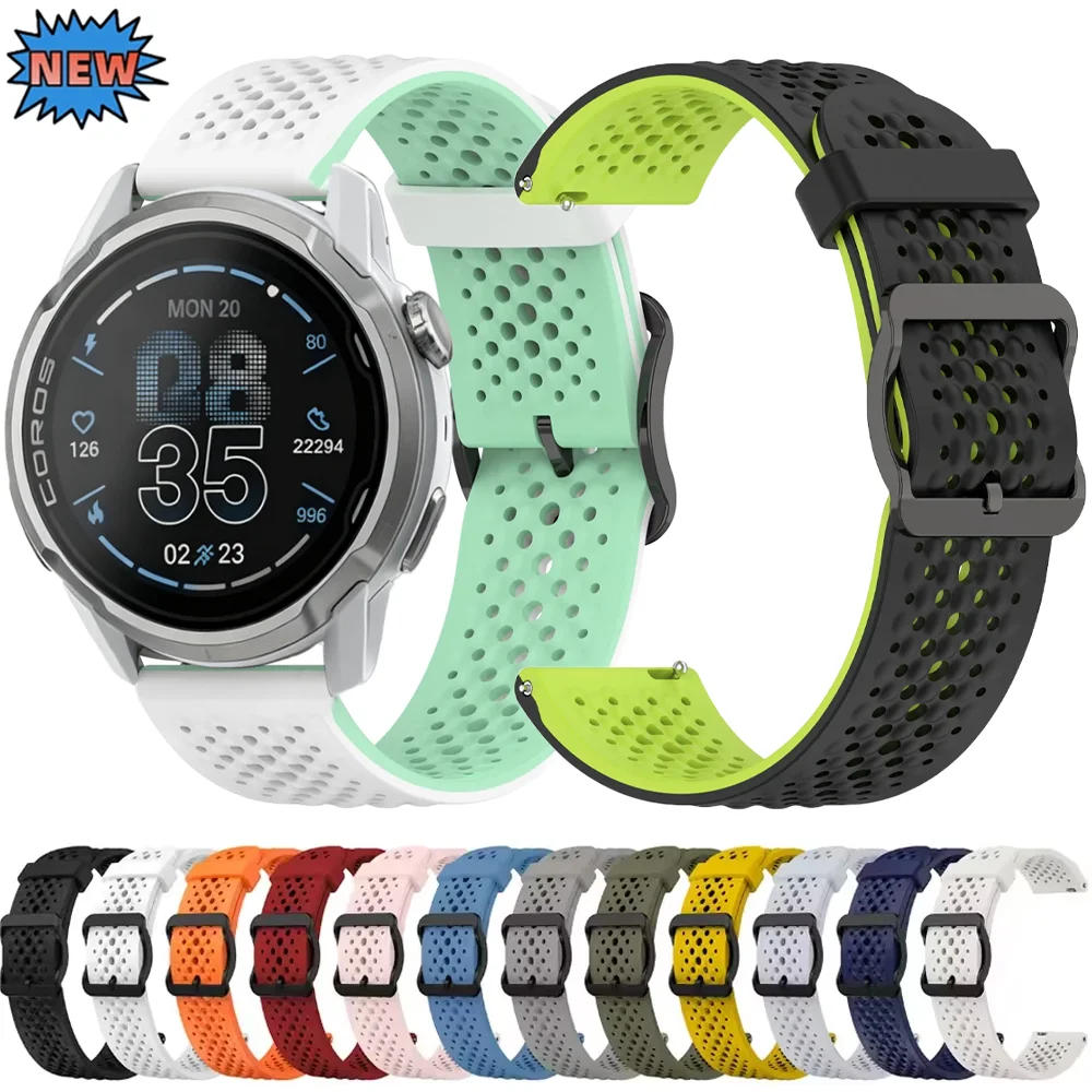 Sport Silicone Strap, Soft Breathable Wristband, 20mm 22mm - Various Colors