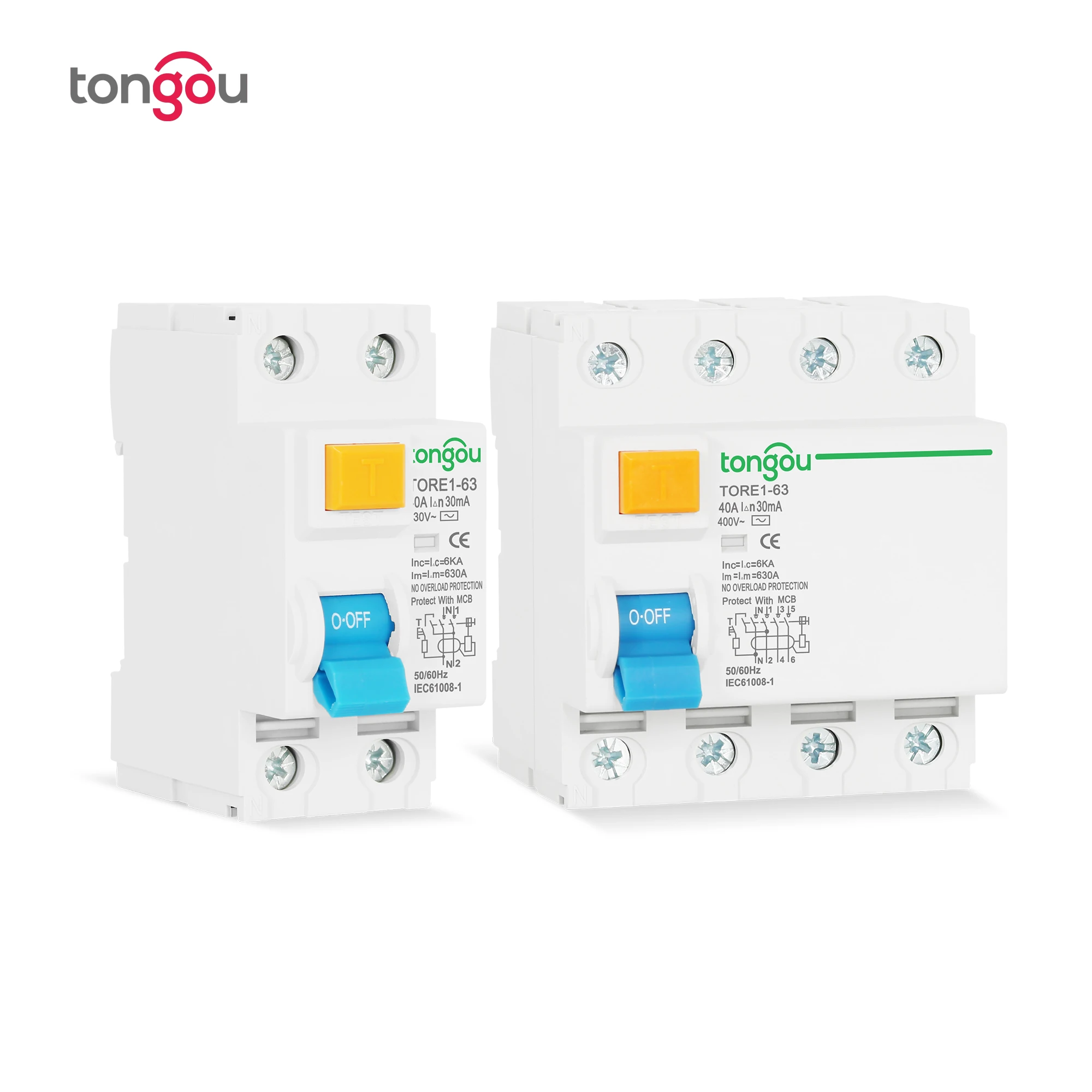 16A 63A 10mA 30mA 100mA 6KA RCCB RCD 230V Electromechanic Residual Current Circuit Breaker Circuit Breaker