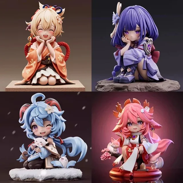 Anime Cute Genshin Impact Figures Yoimiya Raiden Shogun Naganohara Yoimiya Yae Miko Action Figures Q Version PVC Model Toys