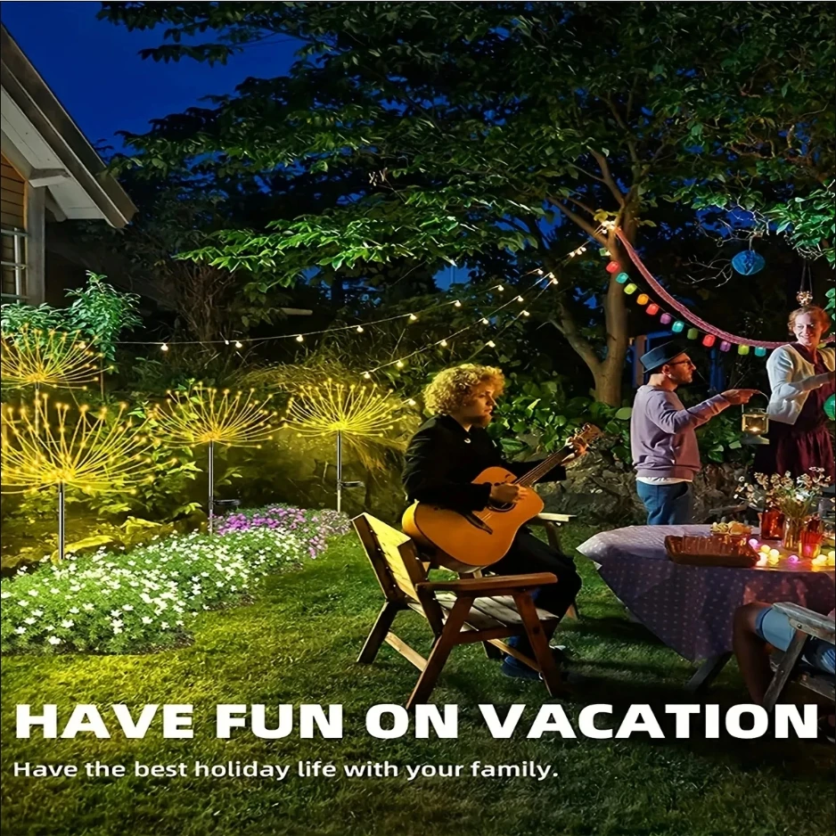 8 Mode Solar Powered Outdoor Grass Globe Dandelion Fireworks Lamp 90/120/150/180/200 LED For Garden Lawn Landscape Holiday Light solar powered lamp