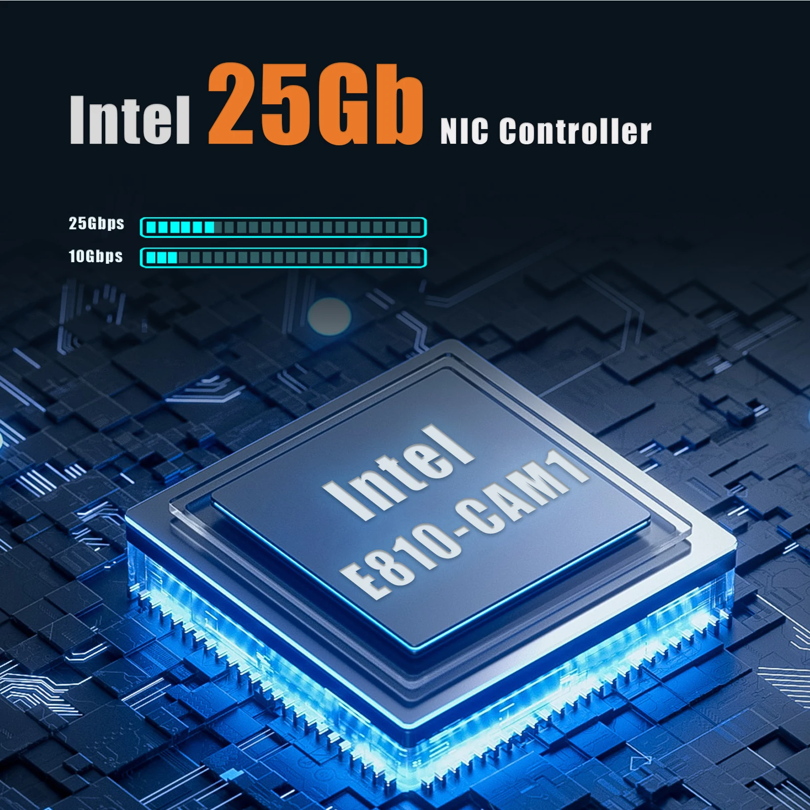 인텔 E810-CAM1 컨트롤러가 탑재된 4포트 25G SFP28 이더넷 네트워크 카드, PCIE 4.0 X16 인터페이스
