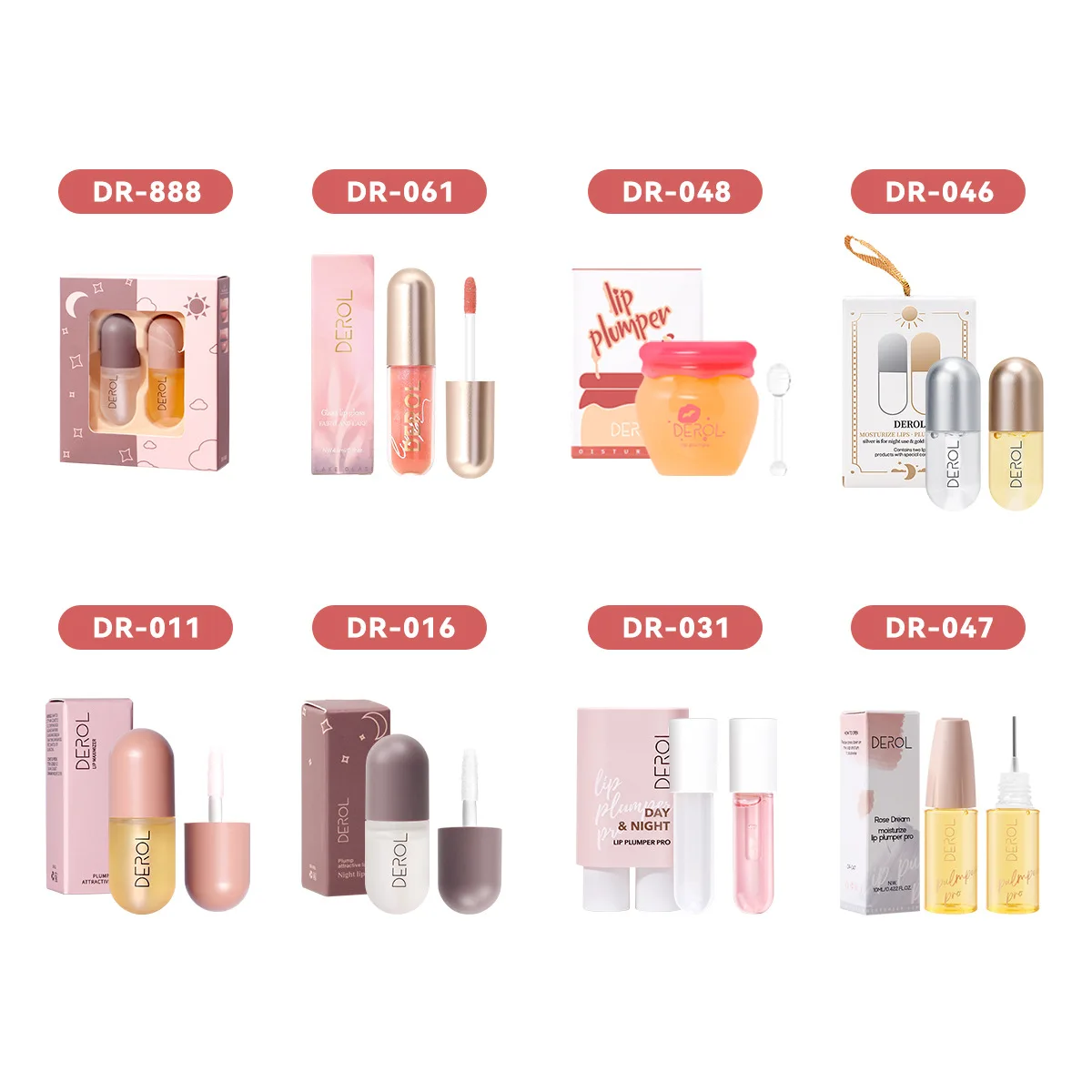 DEROL Lip Plumper Kit Day Night Instant Volume Lips Plumper Oil