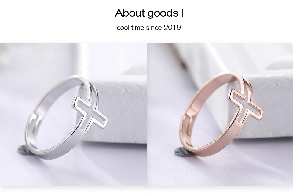 COOLTIME Edelstahl-Kreuzringe für Männer und Frauen, verstellbarer Paar-Fingerring, goldfarben, religiöser Schmuck, 2026, Trend-Geschenk – Detail 3