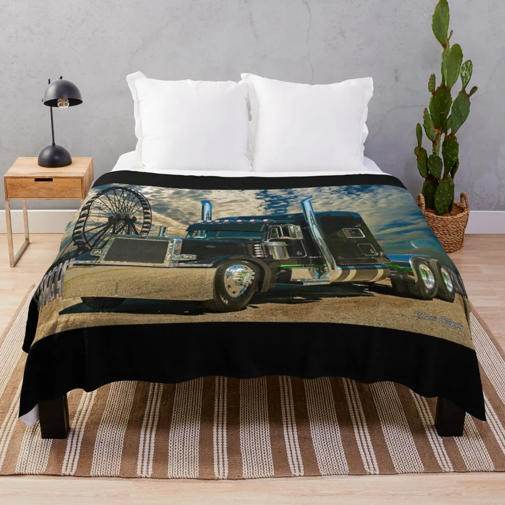 

Black Peterbilt Throw Blanket Soft Plaid Custom Blanket