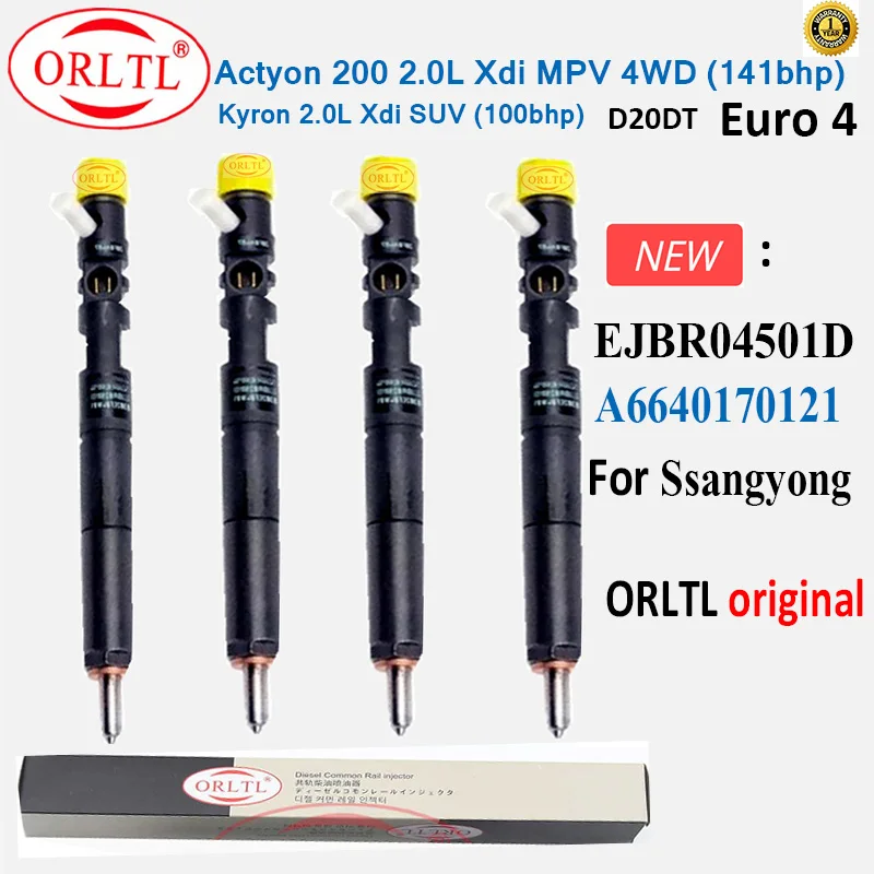 

for Ssangyong Euro 4 Actyon 200 2.0L Xdi MPV 4WD (141bhp) D20DT EJBR04501D A6640170121 6640170121 genuine diesel injector