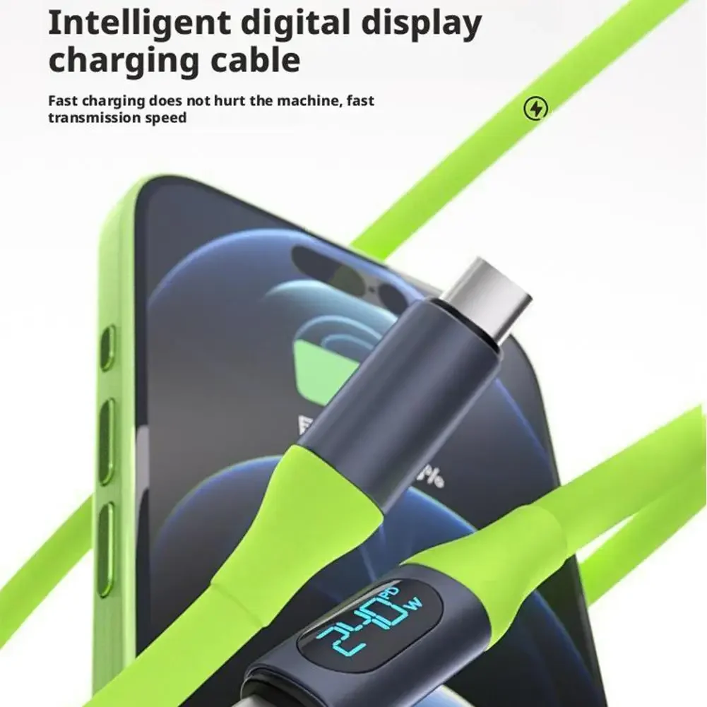 1.5m cable length Digital Display USB C Fast Charge Cable 240W Power Meter USB A To C Type for Samsung Galaxy Pro 480Mbps Sync