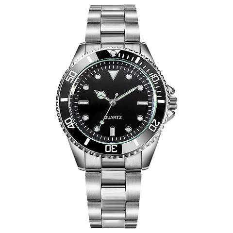 Black Dial Spinning Bezel Men Business Clock Metal Strap Masculino TPW K5008