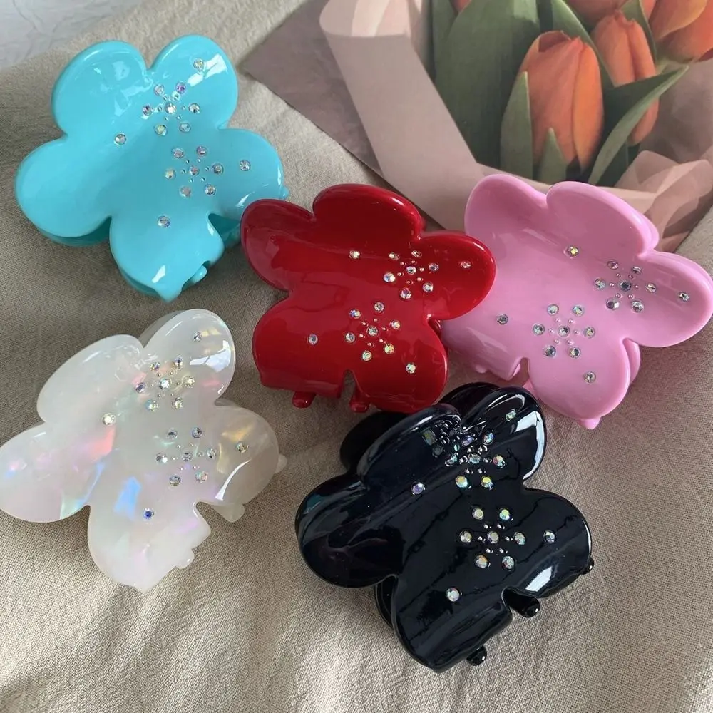 

Colorful Flower Hair Claw Hair Clip French Gentle Sweet Rhinestone Shark Clip Fashion Trend Hair Accessories For Women Girls
