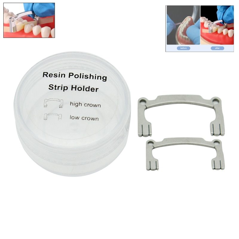 2PCS Dental Polishing Strip Holder Set Metal Hand Held Finishing Dentist Oral Cavi Tool For Resin Teeth Grinding