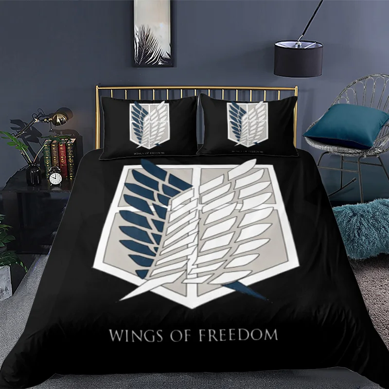 

3D Printed Comforter Bedding Set Anime Attack On Titan Duvet Cover Sets With Pillowcases Custom Bedclothes Wing Bed Linen