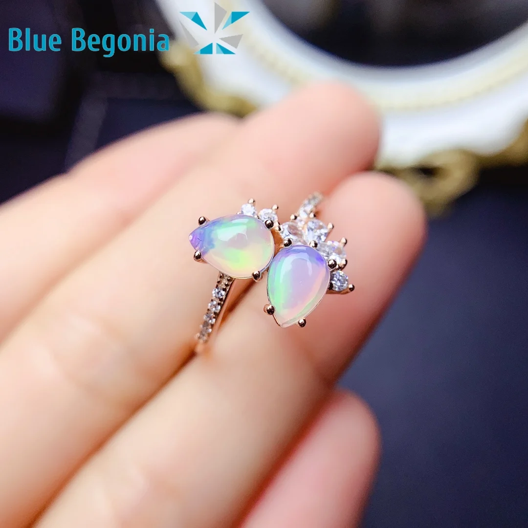 Natural Opal Ring birthday party Gift Fine Jewelry 925 Sterling Silver5*7MM  Gemstone - AliExpress