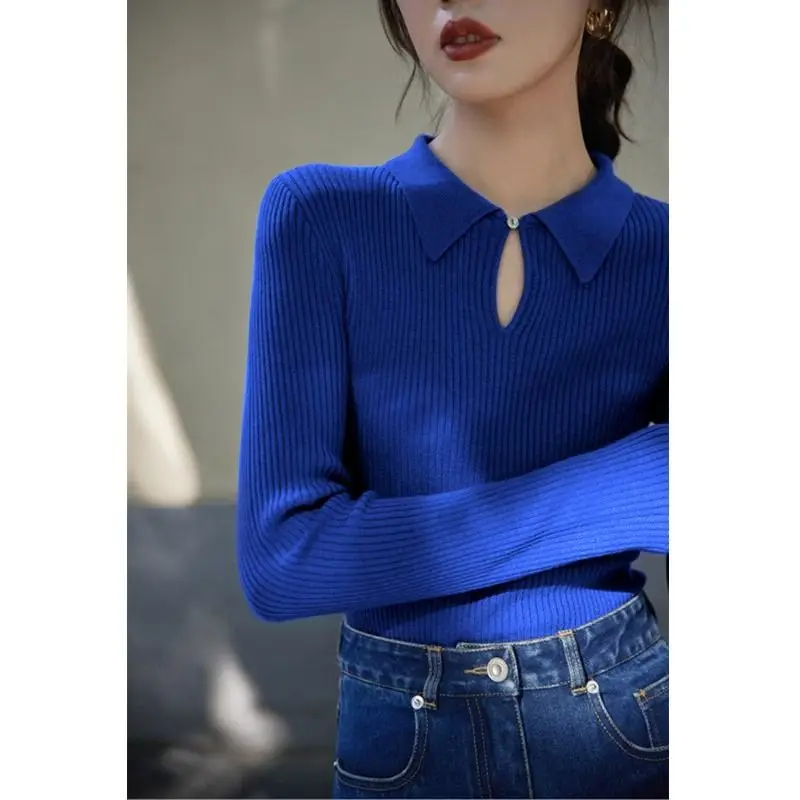 

Women's Spring Autumn New Fashion Elegant Round Neck Pullover Long Sleeve Knitwear Casual Versatile Western Commuter Youth Tops