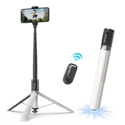 Compact and Portable All - in - One Selfie Stick & Tripod with Wireless Remote (White)