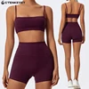 Ctenkevet Women Two Piece Gym Workout Set Female Bra Yoga Sets 2ps Shorts Fitness Wear Women Quick-Dry Camisole Sports Bra Suits